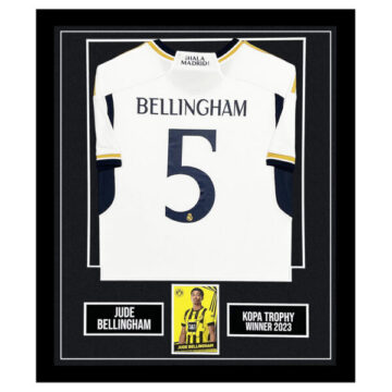 Signed Jude Bellingham Framed Display Shirt - Kopa Trophy Winner 2023