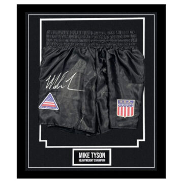 Signed Mike Tyson Framed Boxing Shorts - Heavyweight Champion