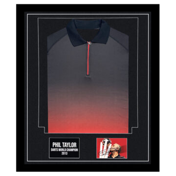 Signed Phil Taylor Framed Display Shirt - Darts World Champion 2013