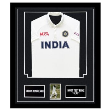 Signed Sachin Tendulkar Framed Display Shirt - Most Test Runs All Time 15,921