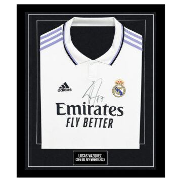 Signed Lucas Vazquez Framed Shirt - Copa del Rey Winner 2023