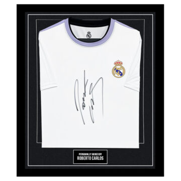 Roberto Carlos Signed Framed Shirt - Real Madrid Autograph