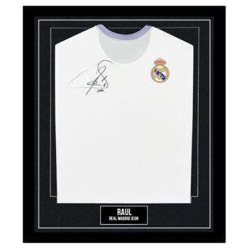 Signed Raul Framed Shirt - Real Madrid Icon Autograph