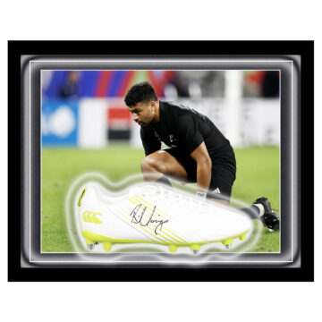 Signed Richie Mo'unga Boot Framed Dome - New Zealand All Blacks Icon