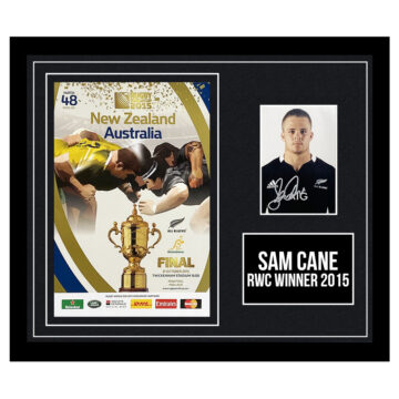 Signed Sam Cane Framed Programme Display - 18x12 RWC Winner 2015