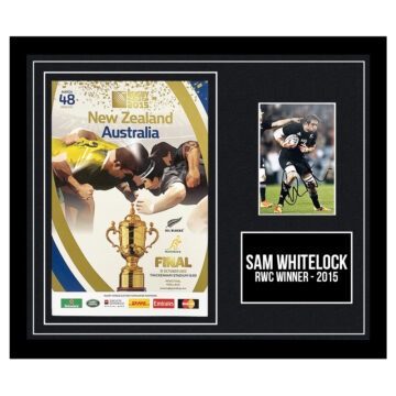 Signed Sam Whitelock Framed Photo Display - 18x12 RWC Winner 2015