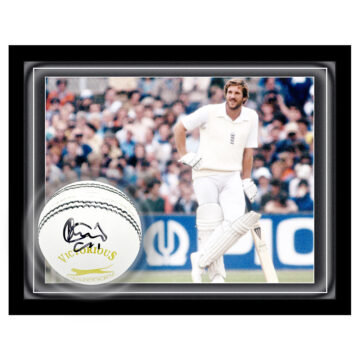 Signed Ian Botham Ball Framed Dome - England Cricket Icon