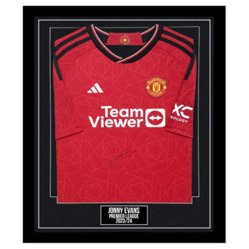 Signed Jonny Evans Framed Shirt - Premier League 202324