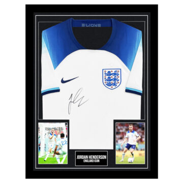 Signed Jordan Henderson Framed Shirt - England Icon