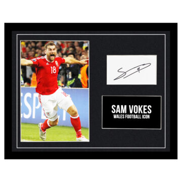 Signed Sam Vokes Framed Photo Display - Wales Football Icon