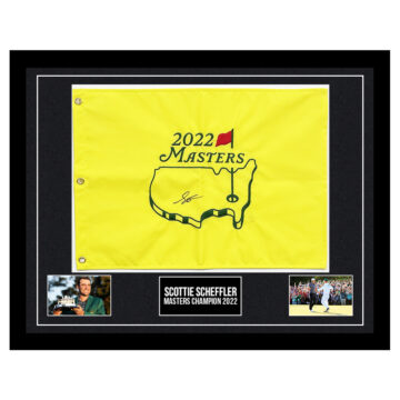 Signed Scottie Scheffler Framed Pin Flag - The Masters Champion 2022