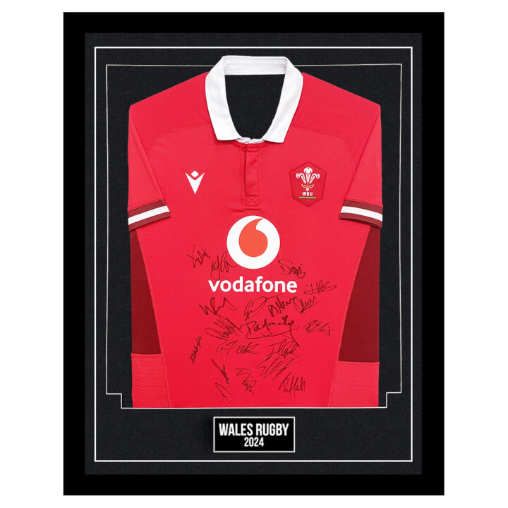 Signed Wales Framed Shirt - Squad Autograph 2024