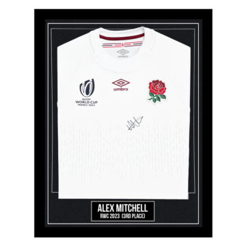 Signed Alex Mitchell Framed England Shirt - RWC 2023 3rd Place