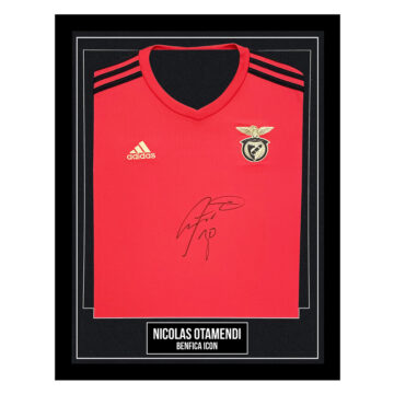 Signed Nicolas Otamendi Framed Shirt - Benfica Icon