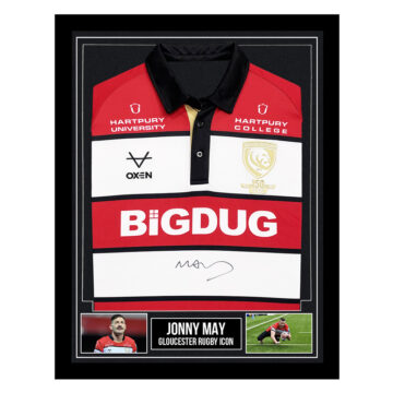 Signed Jonny May Framed Shirt - Gloucester Rugby Icon
