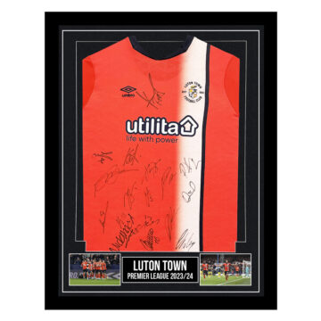 Signed Luton Town Framed Home Shirt - Premier League 202324