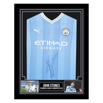 Signed John Stones Framed Manchester City Shirt - Premier League 2023/24