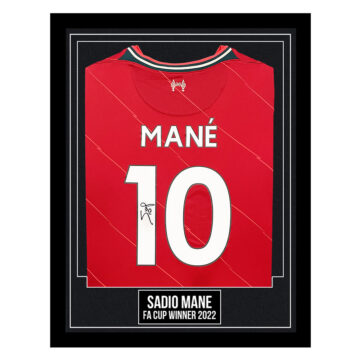 Sadio Mane Signed Framed Shirt - FA Cup Winner 2022