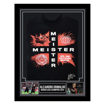 Signed Alejandro Grimaldo Framed Shirt - Bundesliga Champion 2024