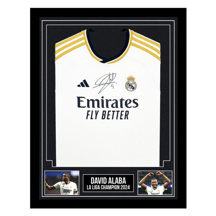 Signed David Alaba Framed Shirt - Real Madrid La Liga Champion 2024