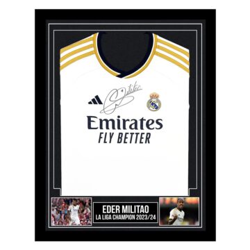 Signed Eder Militao Framed Shirt - Real Madrid La Liga Champion 2023/24