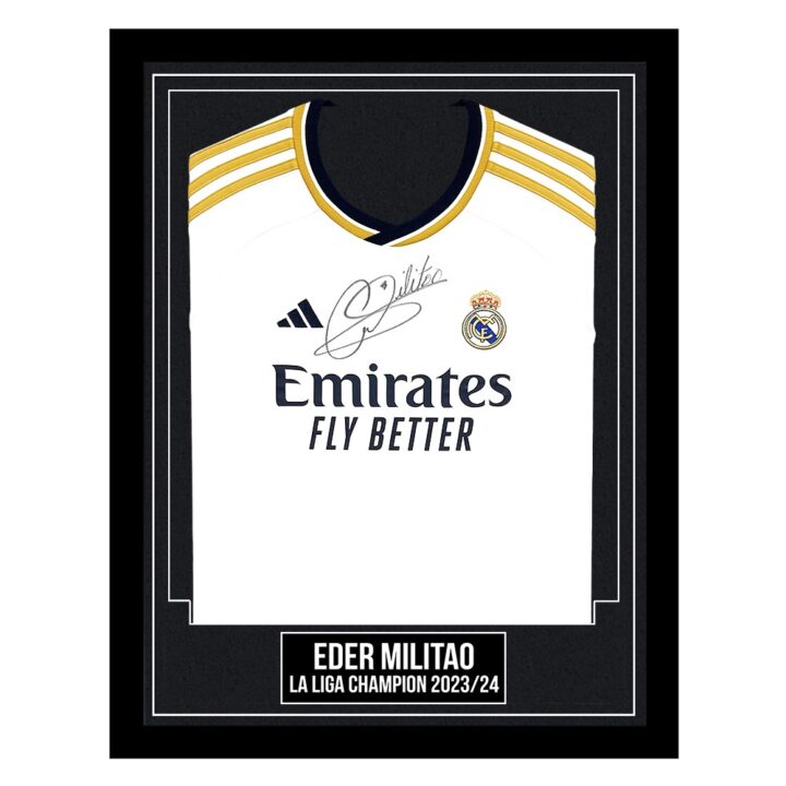 Eder Militao Signed Framed Shirt - Real Madrid La Liga Champion 2023/24