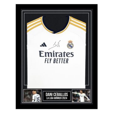 Signed Dani Ceballos Framed Shirt - Real Madrid La Liga Winner 2024