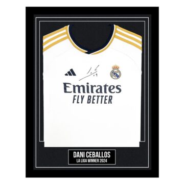 Dani Ceballos Signed Framed Shirt - Real Madrid La Liga Winner 2024