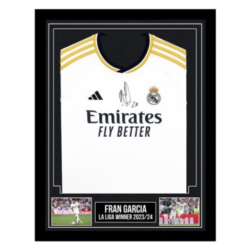 Signed Fran Garcia Framed Shirt - Real Madrid La Liga Winner 2024