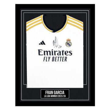 Fran Garcia Signed Framed Shirt - Real Madrid La Liga Winner 2024
