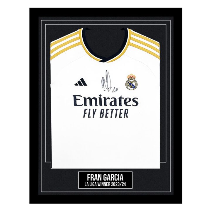 Fran Garcia Signed Framed Shirt - Real Madrid La Liga Winner 2024
