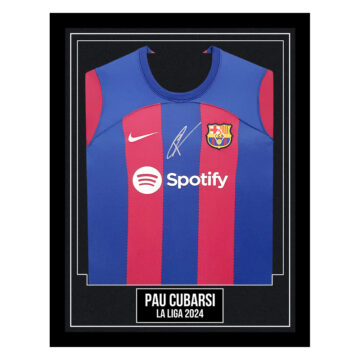 Pau Cubarsi Signed Framed Shirt - FC Barcelona La Liga 2024