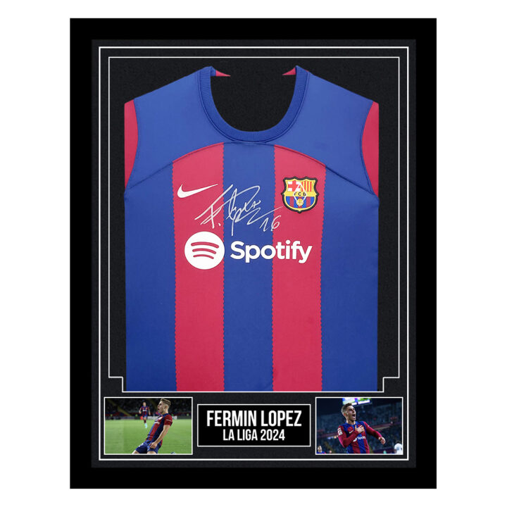 Signed Fermin Lopez Framed Shirt - FC Barcelona La Liga 2024