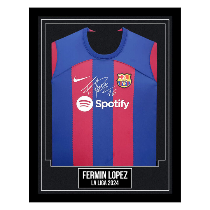 Fermin Lopez Signed Framed Shirt - FC Barcelona La Liga 2024