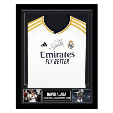 Signed David Alaba Framed Real Madrid Shirt - Champions League Winner 2024