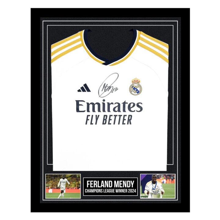 Signed Ferland Mendy Framed Real Madrid Shirt - Champions League Winner 2024