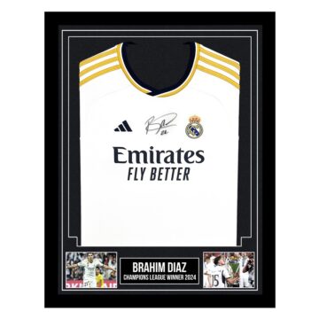 Signed Brahim Diaz Framed Shirt - Champions League Winner 2023/24