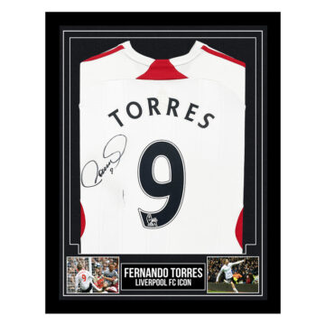 Signed Fernando Torres Framed Away Shirt - Liverpool FC Icon