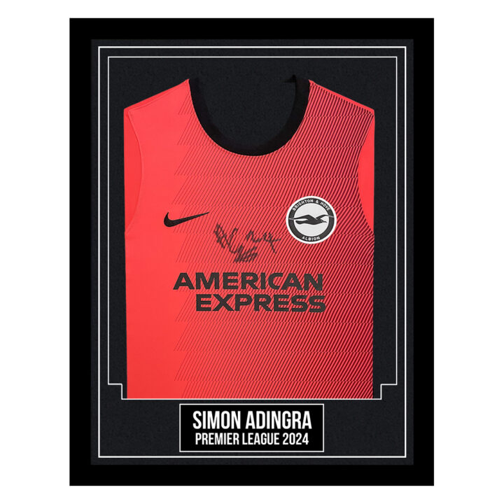 Simon Adingra Signed Framed Shirt - Brighton Premier League 2024