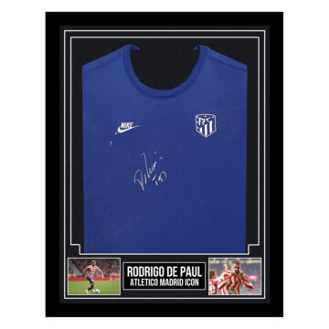 Signed Rodrigo De Paul Framed Shirt - Atletico Madrid Icon