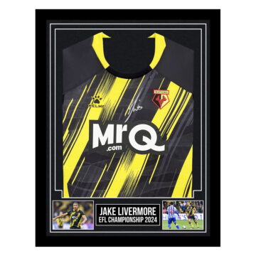 Signed Jake Livermore Framed Watford Shirt - EFL Championship 2024