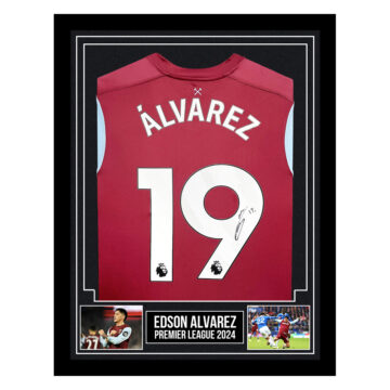 Signed Edson Alvarez Framed West Ham United Shirt - Premier League 2024