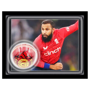 Signed Adil Rashid Ball Framed Dome - T20 World Cup Winner 2022