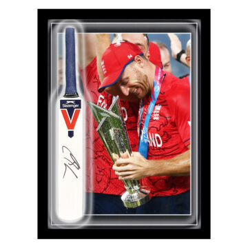 Signed Jos Buttler Mini Bat Framed Dome - T20 World Cup Winner 2022