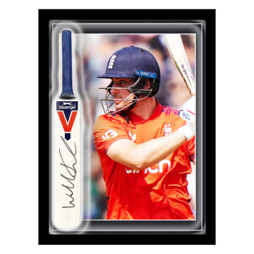 Signed Will Jacks Mini Bat Framed Dome - England Cricket Icon