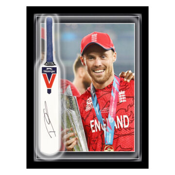 Signed Phil Salt Mini Bat Framed Dome - T20 World Cup Winner 2022