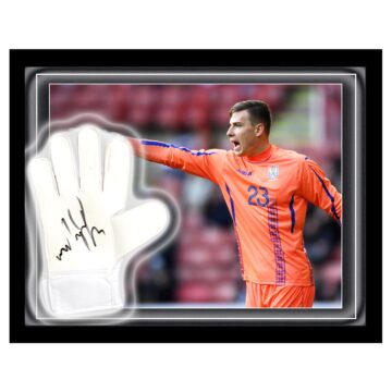 Signed Andriy Lunin Glove Framed Dome - Ukraine Euro 2024