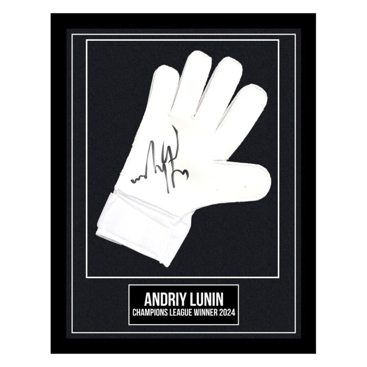 Signed Andriy Lunin Framed Glove - Champions League Winner 2024