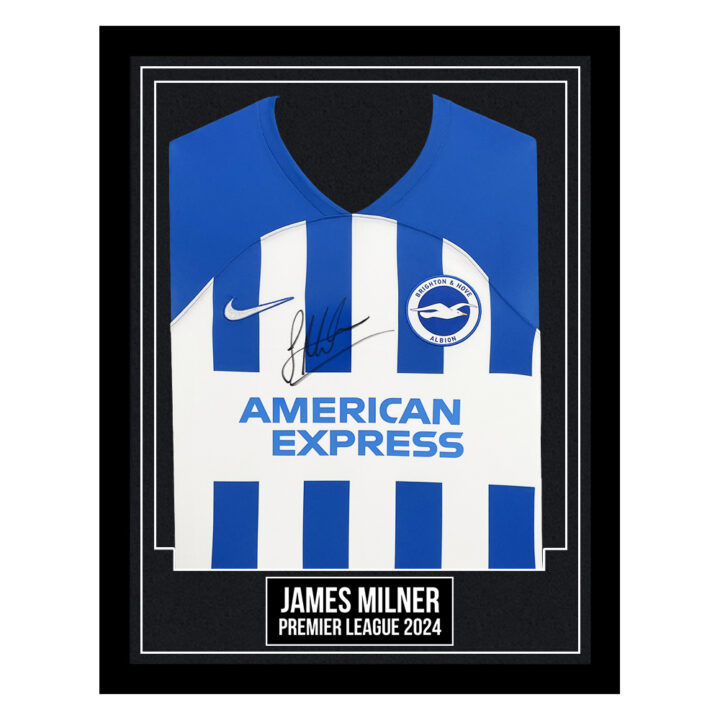 James Milner Signed Framed Shirt - Brighton Premier League 2024