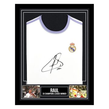 Raul Signed Framed Shirt - 3 x Champions League Winner